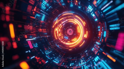 Wallpaper Mural Abstract futuristic techno vibes in neon Torontodigital.ca