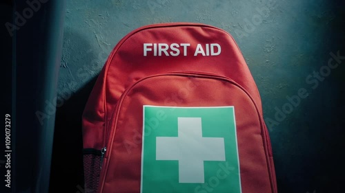 First Aid Medical Rucksack Taken Or Put Down
