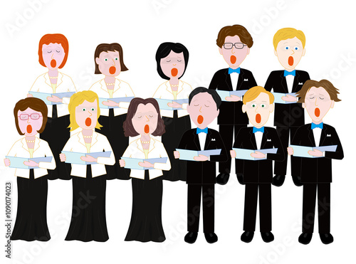 コーラスを楽しむ人たちのイラスト素材です。