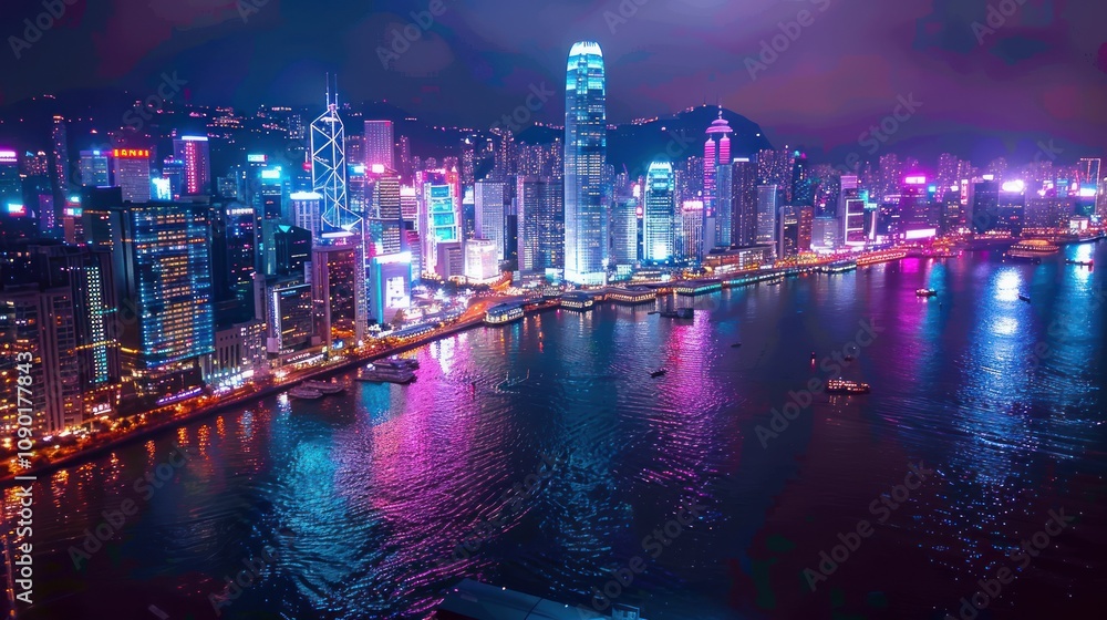 Vibrant Hong Kong nightscape. Vibrant Hong Kong nightscape.