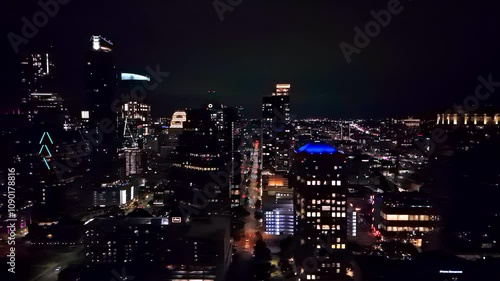 Wallpaper Mural Panning Aerial of Downtown Austin Texas Skyline at Night Torontodigital.ca