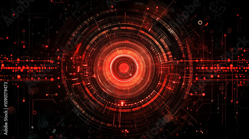 Wallpaper Mural デジタルとテクノロジーを赤く光るコアと周辺のリングで表現したイラスト背景画像 Torontodigital.ca