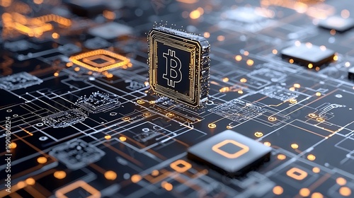 Futuristic blockchain technology powering secure and streamlined digital financial transactions  Sleek holographic displays geometric architectural forms