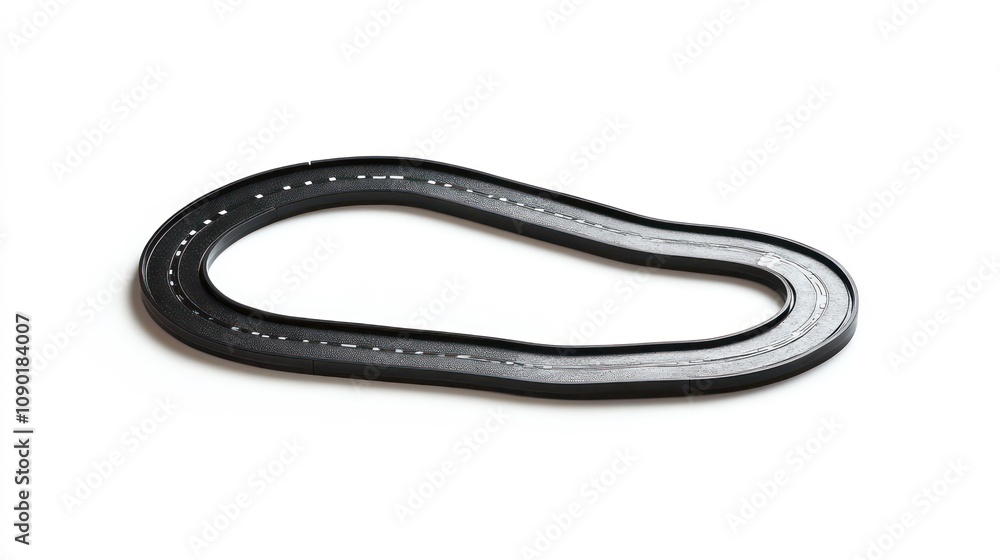 Fototapeta premium Black oval-shaped track on a white background.