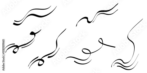 Doodle wind blow, gust design isolated on white background. vector hand drawn illustration