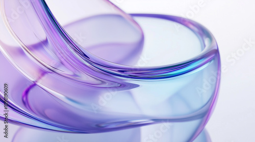 Hyper-Realistic Purple and Blue Glass Reflections Close-Up on White Background - 3D Rendered Minimalist Design