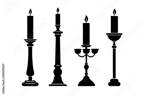 Luxury candle holder | isolated silhouette vector illustration on white background