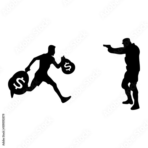 silhouette of police shooting thief