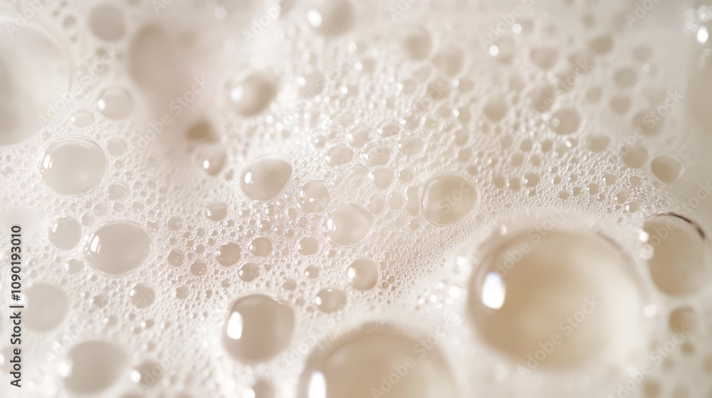 Close-up of white foam bubbles. Close-up of white foam bubbles.