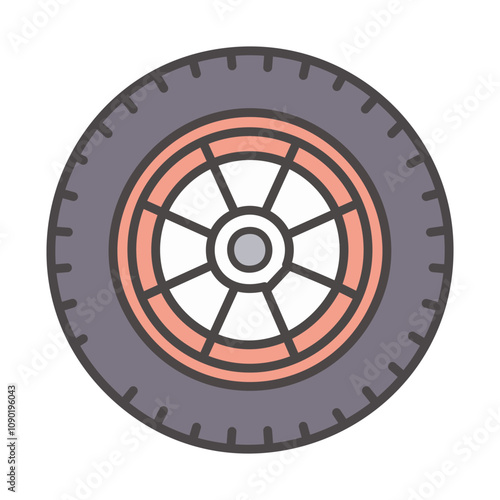 car wheel flat icon design, Vehicle automobile wheel automotive part and auto theme Vector illustration