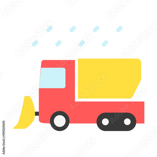snowplow flat color icon. use for modern concept, print, UI, UX kit, web and app development. Vector EPS 10, related to winter, cold season.