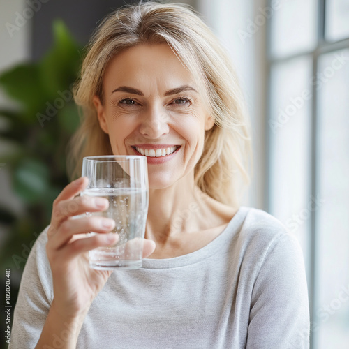 woman with glass of water