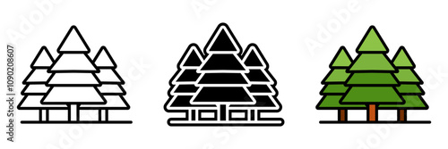 Conifer Tree icon is a type of tree with needle-shaped leaves and cones, commonly found in colder climates and evergreen forests.