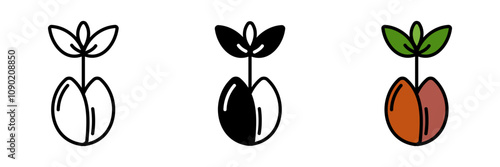 Seed icon is a small, vital part of a plant capable of growing into a new tree, symbolizing life and regeneration.