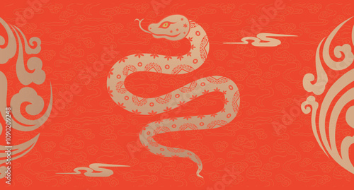 Traditional Chinese Year of the Snake illustration vector 2025