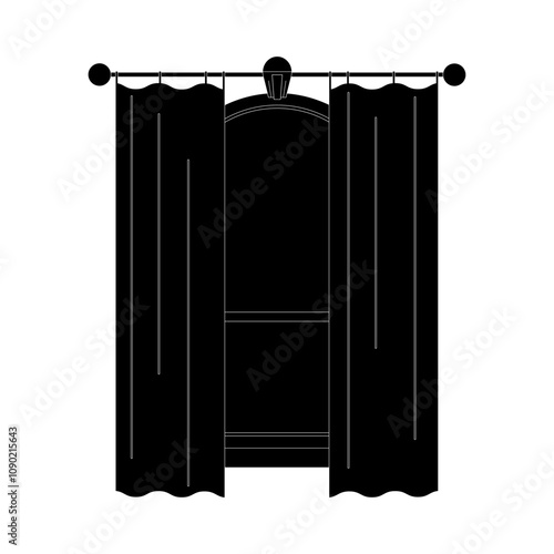 a monochrome vector illustration of a Scandinavian style interior decor and furniture