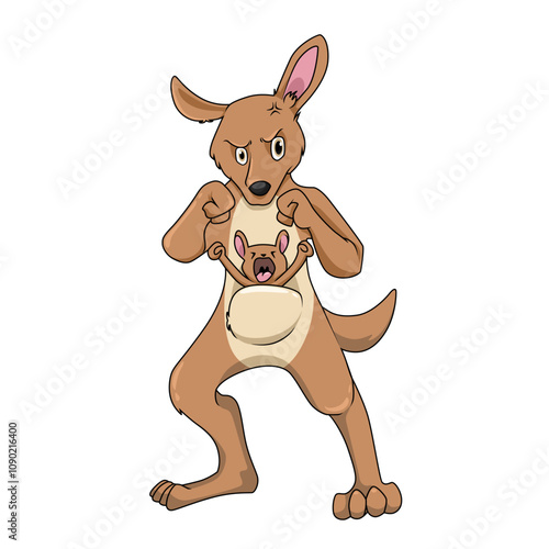 Kangaroo cartoon vector with its children