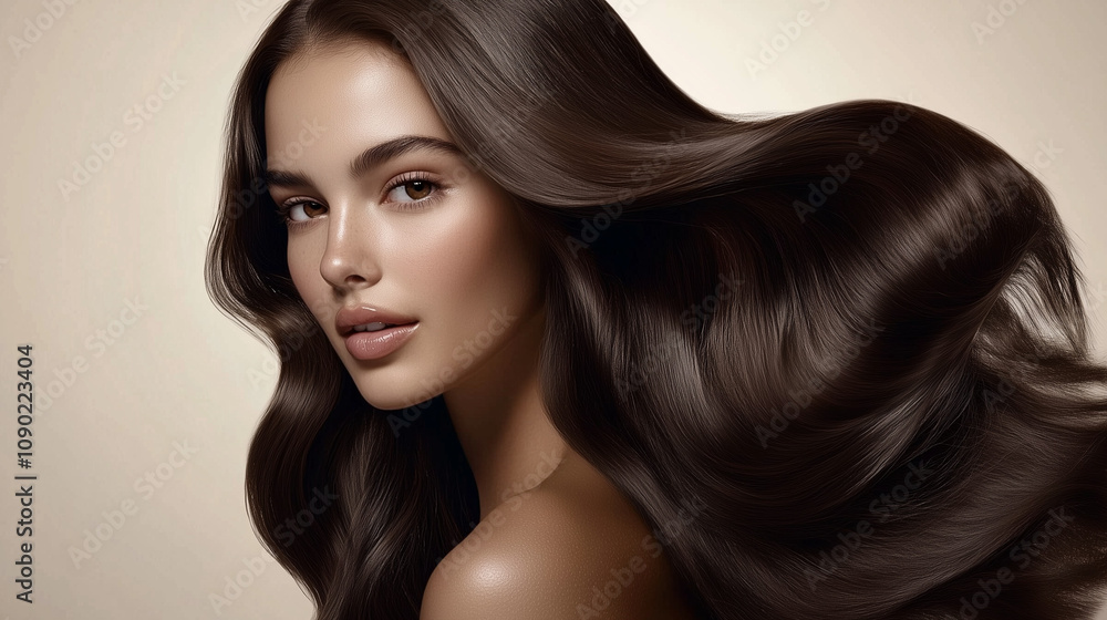 Fototapeta premium White woman with long hair