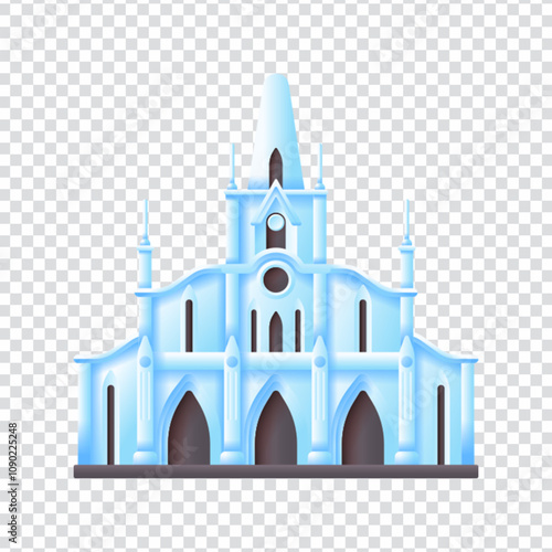La Ermita vector design in EPS 10 format. This detailed illustration features La Ermita Church, one of the most iconic landmarks in Cali, Colombia. Known for its neo-Gothic architecture and rich cultu
