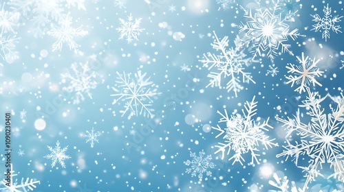 Falling Snowflakes on a Blue Background