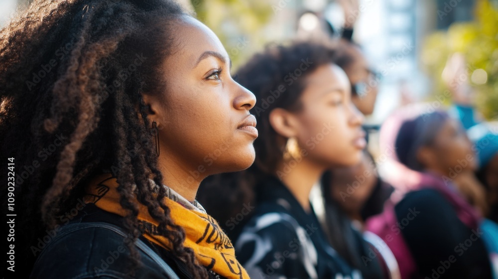 Obraz premium Racial justice and community resilience: Showcasing solidarity and resilience in urban communities, photography style, photo of