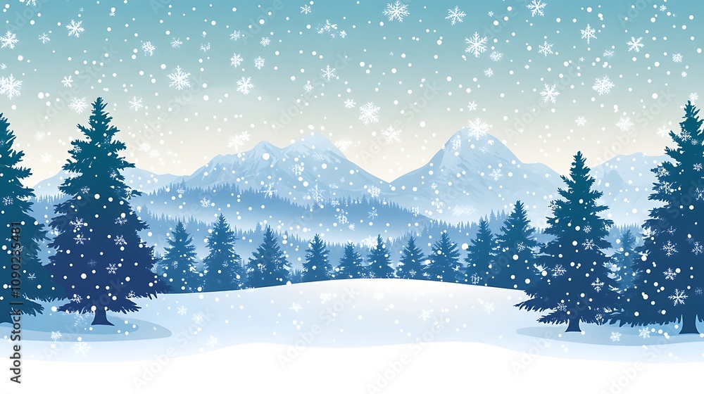 Obraz premium Snowy Winter Forest Landscape