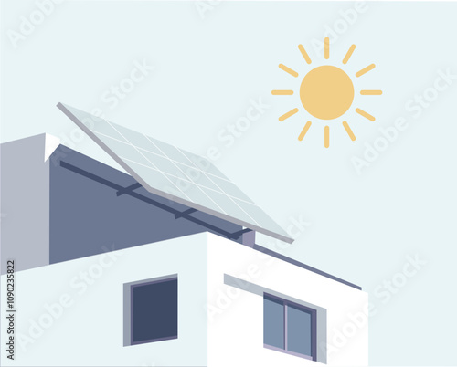 Aesthetic illustrations of sustainable solar-powered homes, highlighting renewable and eco-friendly energy.