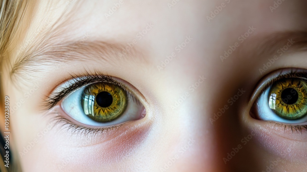 Naklejka premium The eyes of a young student eagerly participating in a STEM workshop, Symbolizing curiosity and learning opportunities in education, close-up photography style