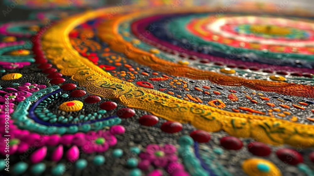Obraz premium Colorful Indian Rangoli PNG Border Design Element 8K Resolution