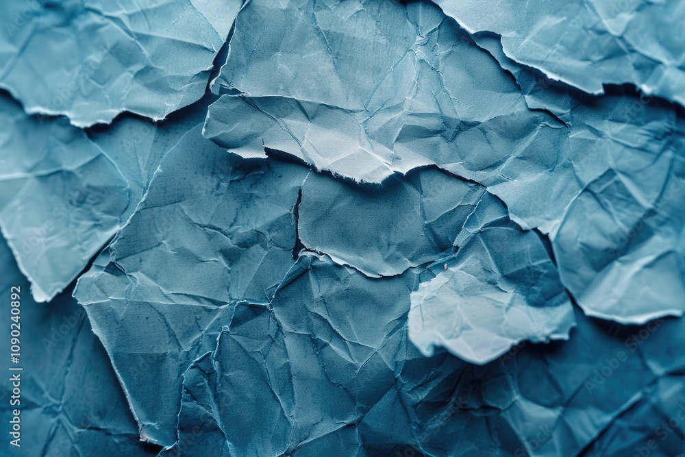 Fototapeta premium Crumpled blue paper texture. Ideal for adding texture and depth to your design projects, especially with a vintage or artistic theme.