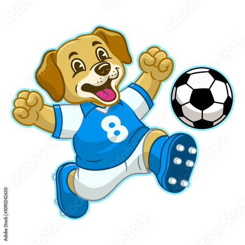 Happy Labrador Playing Football Mascot