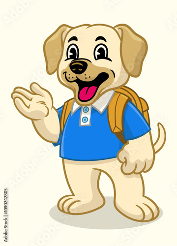 Happy Labrador Retriever School Boy Mascot