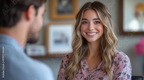 Fashion portrait of a woman in a casual look at home photo