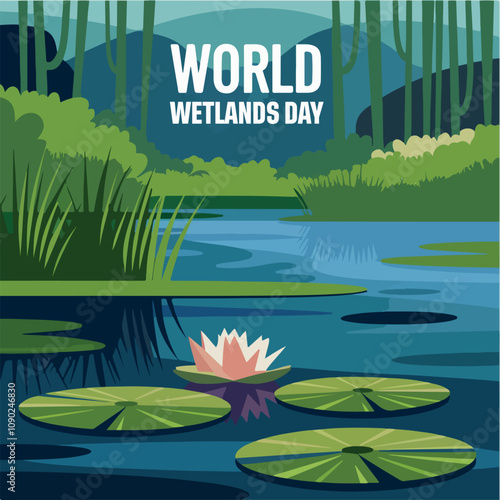 World Wetlands Day poster, card, vector