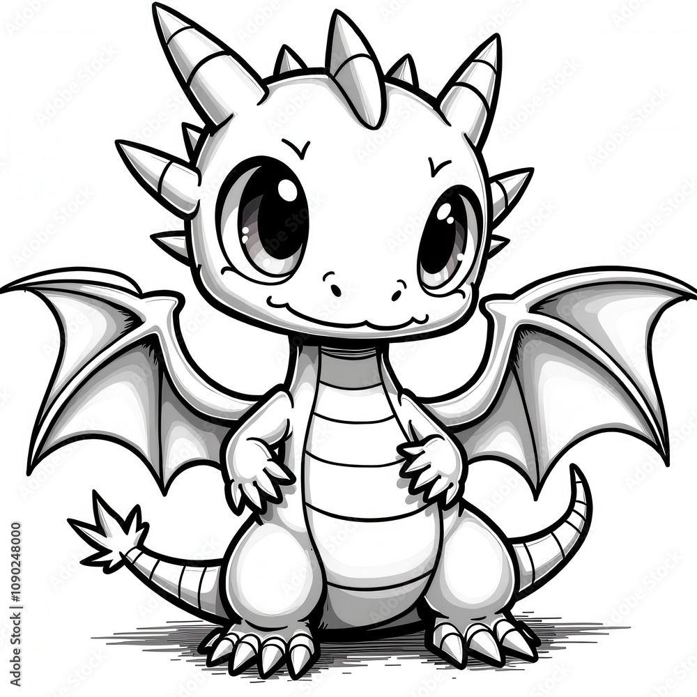 Fototapeta premium Adorable Baby Dragon with Big Eyes