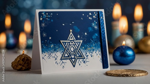 hanukkah menorah with candles gift card memory christmas jewish photo