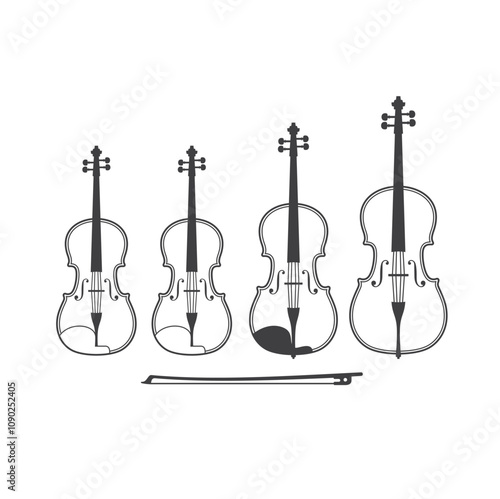 illustration of string quartet instruments, vector art.