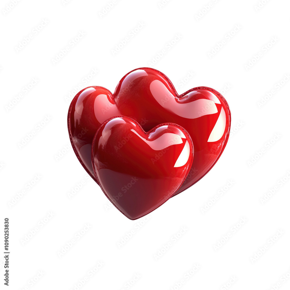 Fototapeta premium Three Glossy Red Hearts Intertwined - Valentine's Day Symbol