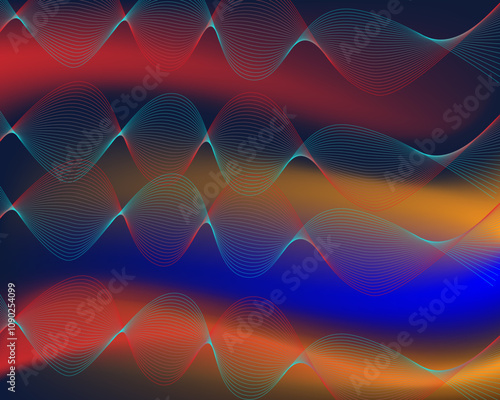 Holographic background with rainbow iridescent strains. Illustration of color interference.Vector abstract holographic background