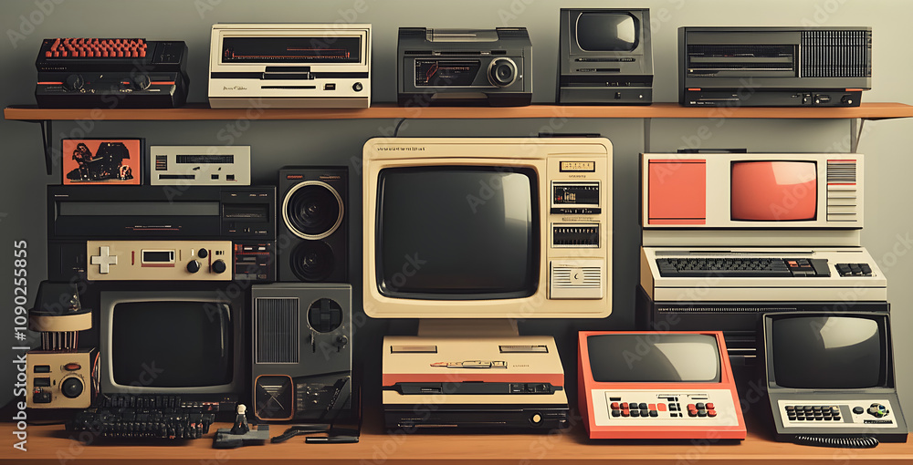 Obraz premium Retro Computer and Gaming Console Collection