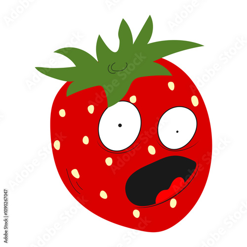 Strawberry. Emotions. Stickers. Memes. The emotion of fear and horror