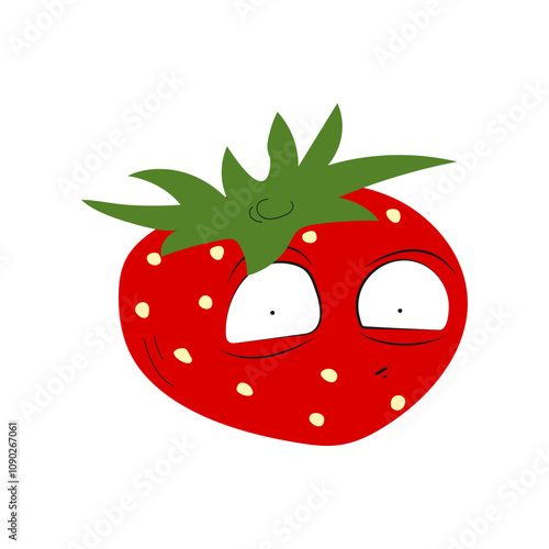 Strawberry. Emotions. Stickers. Memes. The emotion of doubt