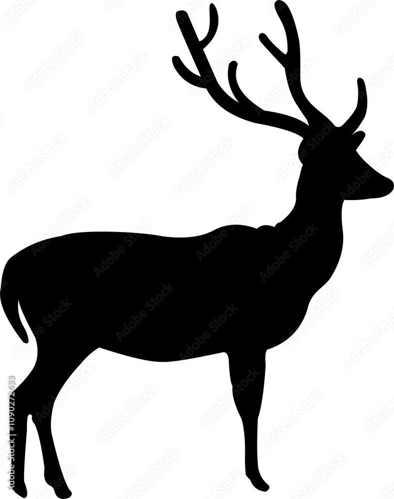Obraz premium Reindeer silhouette black Christmas element 