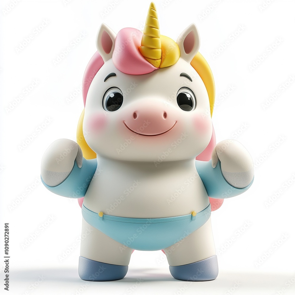 Fototapeta premium Cute Cartoon Unicorn with Big Eyes