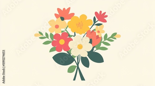 Simple and Elegant Bouquet Icon, Featuring a Neat Arrangement of Flowers photo