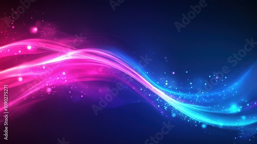Vibrant abstract waves with glowing particles, creating a dynamic visual effect.