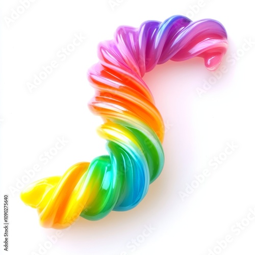 Vibrant Twizzlers Candy in Spiral Shape with Hyper-Realistic Texture on White Background photo