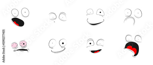 Emotions. Collection of sketch-style eye memes