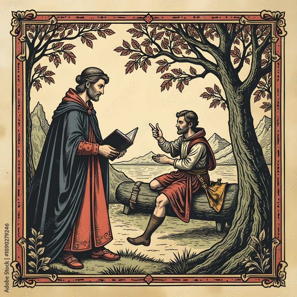 Fototapeta premium Old medieval paper sheet cut out