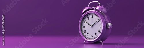 Purple Alarm Clock on a Violet Background photo